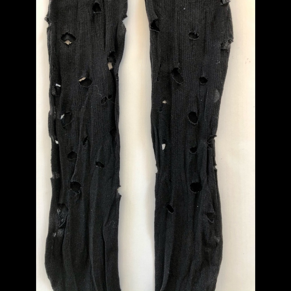 VTG 80s Black tights Goth/punk Distressed stockings Size medium/ tall - Picture 9 of 9